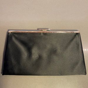 Ralph Lauren Purple Label Black Satin Evening Clutch with mirror